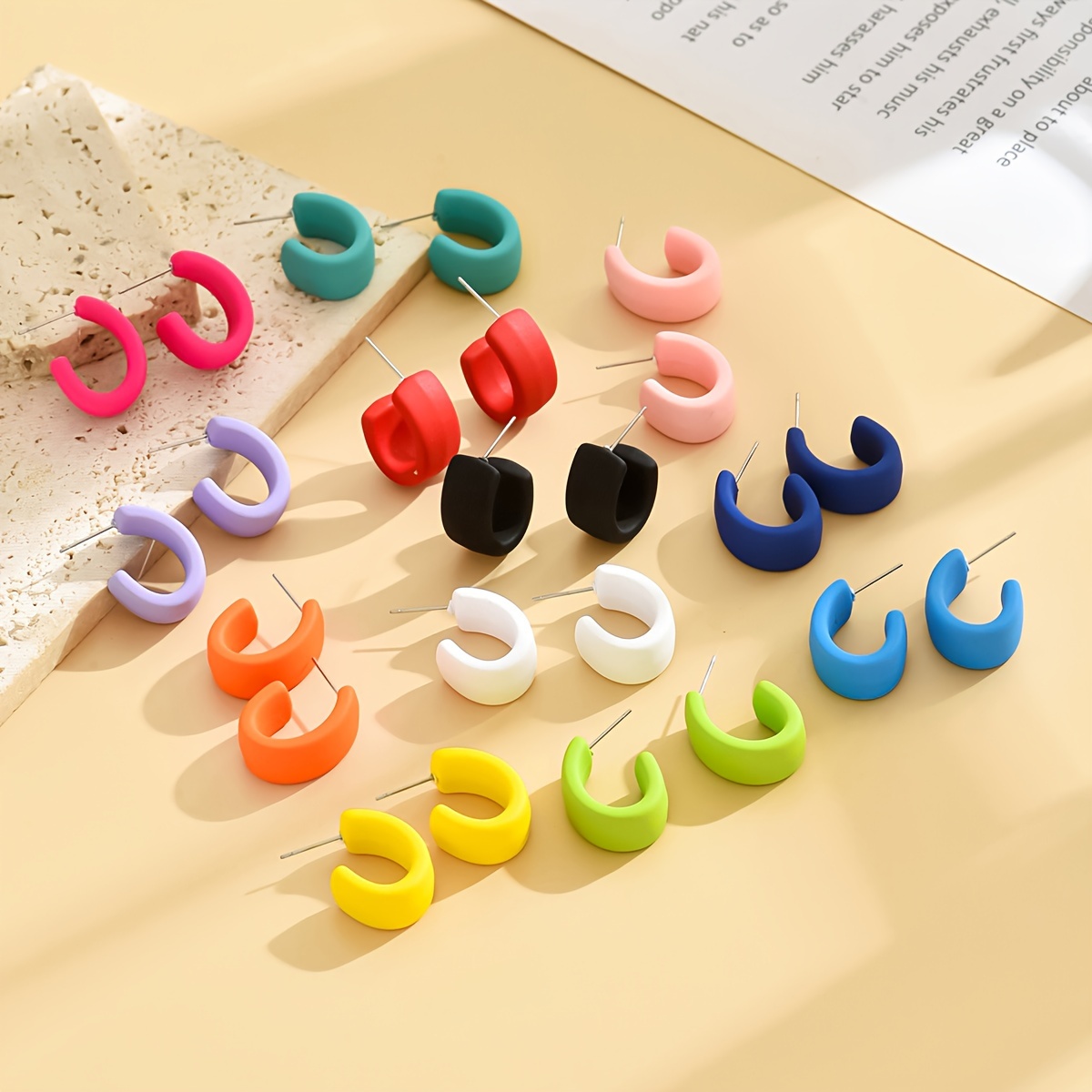 Acrylic Hoop Earrings Stainless Steel Ear Drops - Casual Wear